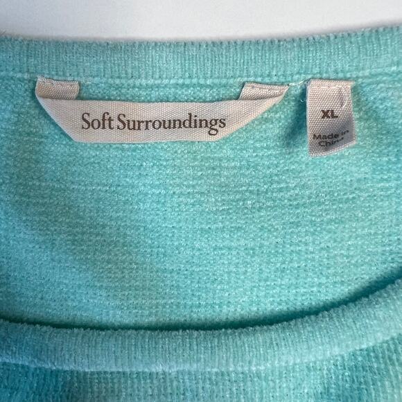 Soft Surroundings Womens Popover Sweatshirt Blue Striped Terry Cloth Top Size XL - Picture 3 of 10